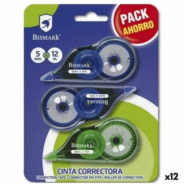 Correction Tape Bismark 5 mm 12 m (3 Pieces) (12 Units)