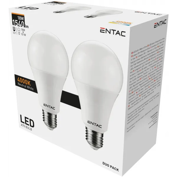 LED Globe E27 18W NW Duo Pack