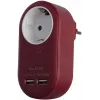 Power Adapter 1 Grounded Socket and 2 USB (total 2.1A) Burgundy