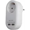 Power Adapter 1 Grounded Socket and 2 USB (total 2.1A) White