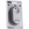 Power Adapter 1 Grounded Socket and 2 USB (total 2.1A) White