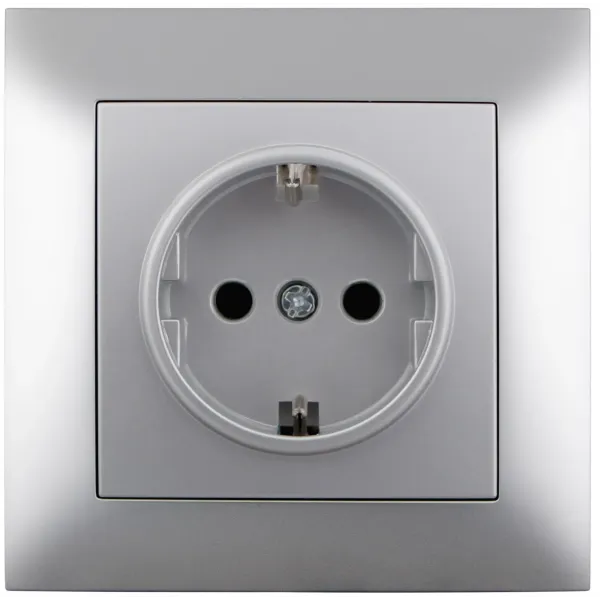 Arnold Recessed wall socket earthed Silver