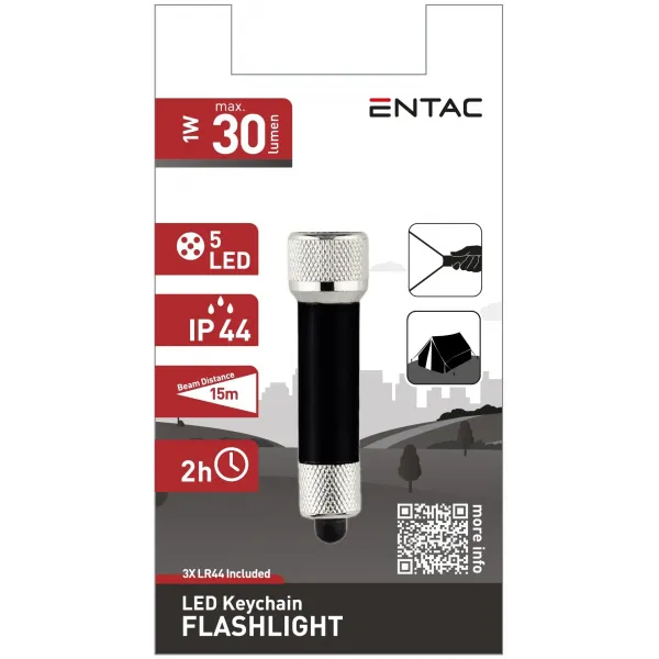 Entac Lamp 5LED Keychain Black