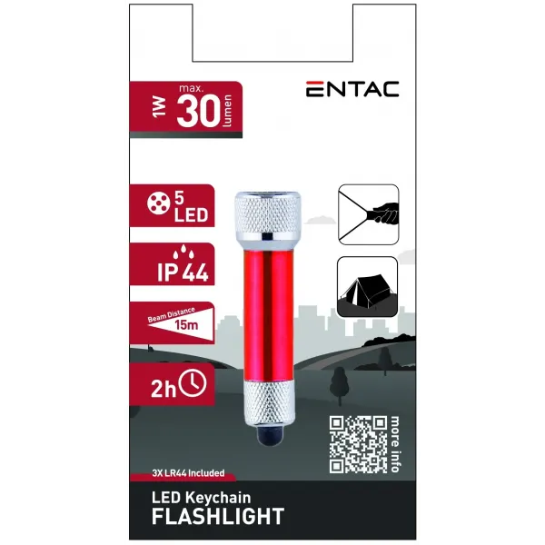 Entac Flashlight 5LED Keychain Red