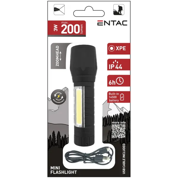 Entac Mini Flashlight 3W XPE Rechargeable