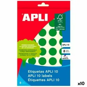 Adhesive labels Apli Green Paper 8 Sheets Ø 19 mm Circle (10 Units)