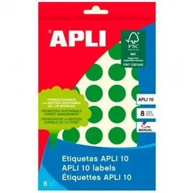 Adhesive labels Apli Green Paper 8 Sheets Ø 19 mm Circle (10 Units)