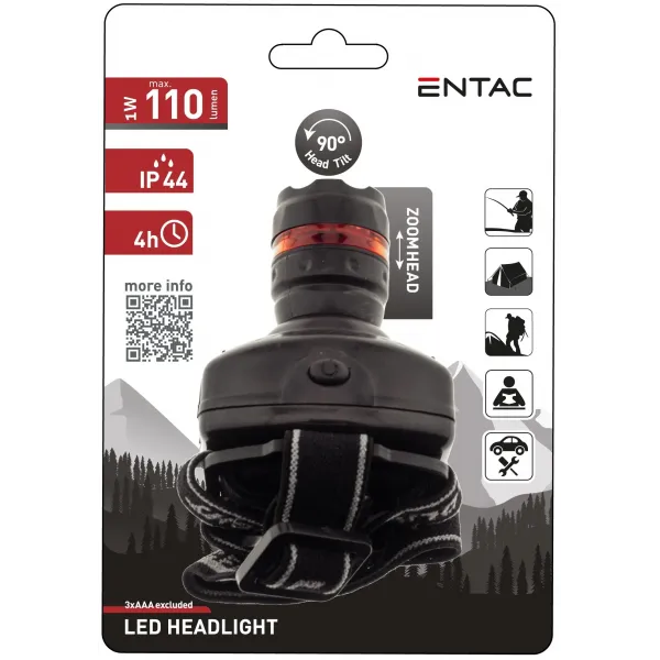 Entac Headlamp Focusable 1W Plastic