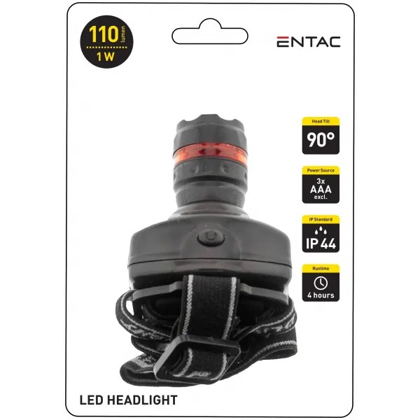 Entac Headlamp Focusable 1W Plastic