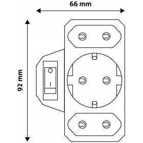 Power Adapter 3 Sockets (1 Earthed, 2 Euro) with Switch