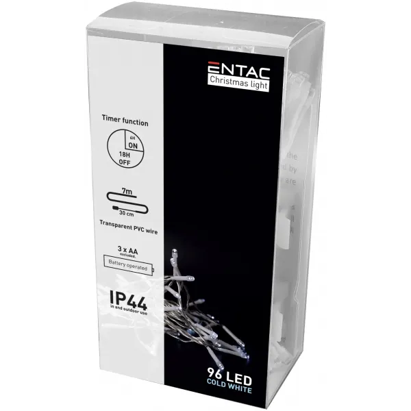 Christmas IP44 96 LED Light with Timer CW 7m