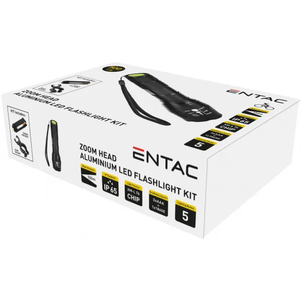Entac Flashlight Focusable Alu 5W (+Bicycle handlebar adapter)