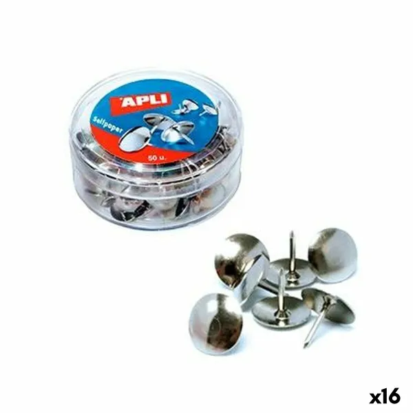 Drawing pins Apli Silver nickel (16 Units)