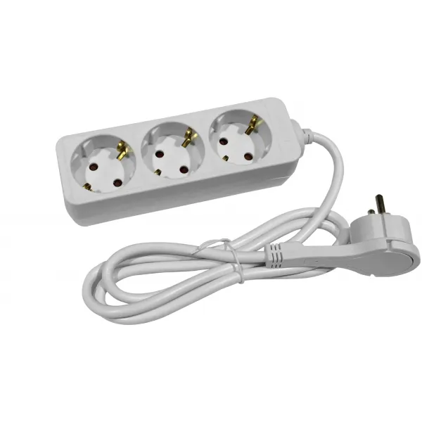 Socket Extension Cord S1 3 Sockets 1.5m Flat head