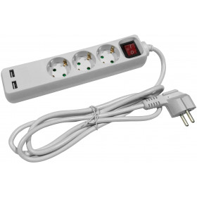 Socket Extension Cord S1 3 Sockets With Switch 1.5m 3G1.5 2 USB