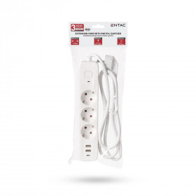 Socket Extension Cord D2 3 Sockets with Switch 1.5m 2xUSB-A x 1xUSB-C 3G1.5
