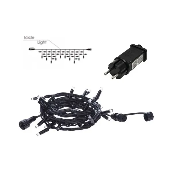 Christmas IP44 360 LED Linkable Icicle Light CW 8m set with adapter