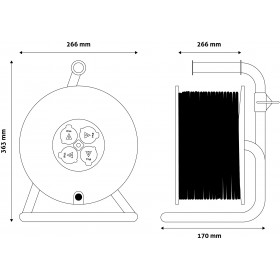 Socket IP44 Cable Reel 4 Sockets 35m