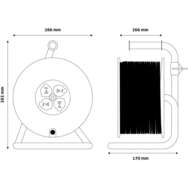 Socket IP44 Cable Reel 4 Sockets 35m