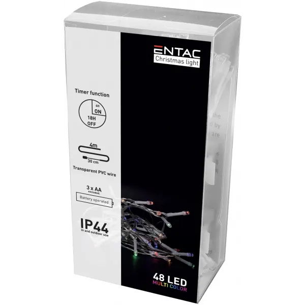 Christmas IP44 48 LED Light with Timer Multicolor 4m