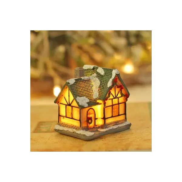 "ENTAC Artezan European Style House LED Christmas Table Decoration 5.5x5.5x4.5cm"