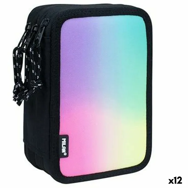 Triple Pencil Case Milan Sunset Black 19,5 x 13 x 7,5 cm (12 Units)