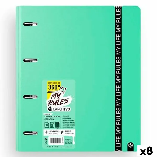 Rengaskansio Carchivo CARPEBLOCK 360 MY RULES Jade A4 (8 osaa)