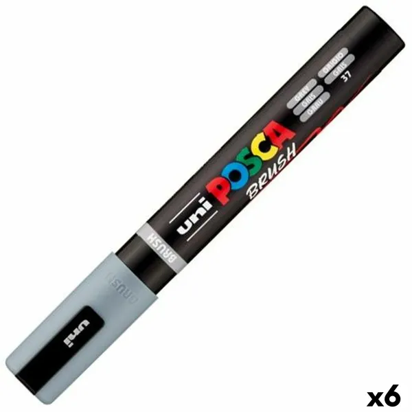 Marker BRUSH POSCA PC-5BR Grey (6 Units)