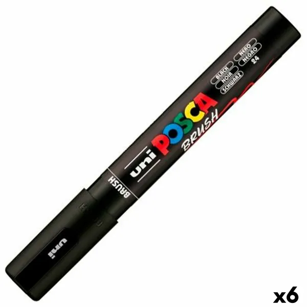 Marķieris BRUSH POSCA PC-5BR Melns (6 gb.)