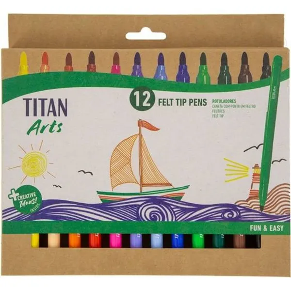 Flomasteru Komplekts Titan Arts Daudzkrāsains 12 Daudzums