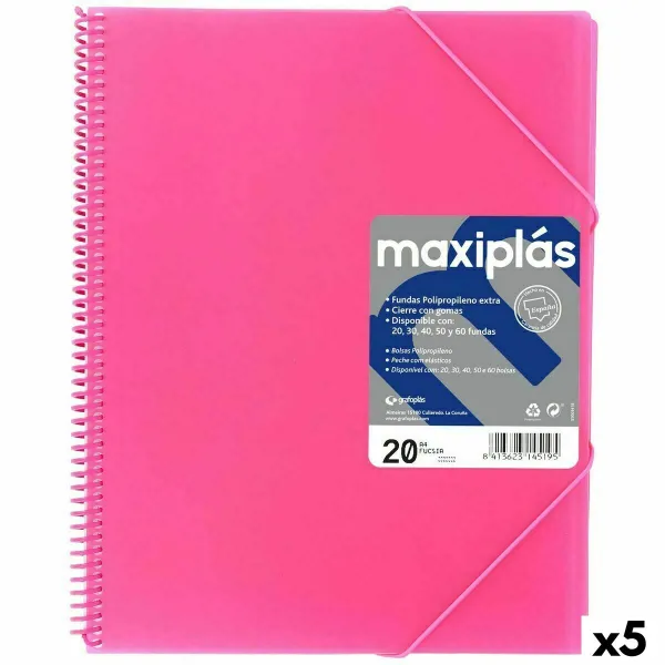 Järjestelykansio Grafoplas MAXIPLÁS Fuksia A4 (5 osaa)