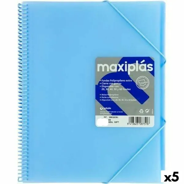 Organizatora Mape Grafoplas MAXIPLÁS Zils A4 (5 gb.)