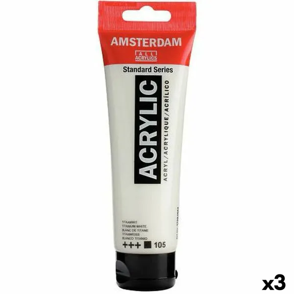 Akrila krāsa Talens Amsterdam Balts 120 ml (3 gb.)