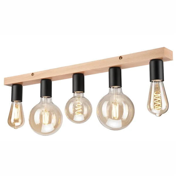 LM-5.138 VITO 5-lamppuinen puinen kattovalaisin