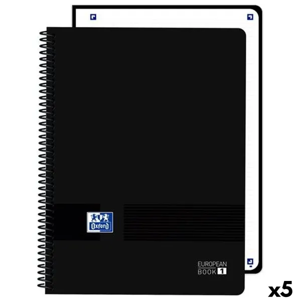 Notebook Oxford LIVE&GO Black A4 80 Sheets (5 Units)