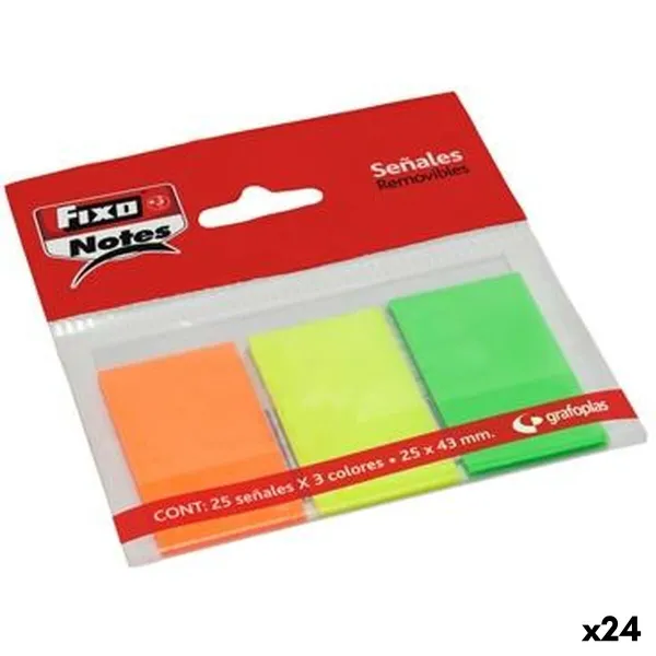 Līmlapiņas Fixo Daudzkrāsains 25 x 43 mm (24 gb.)