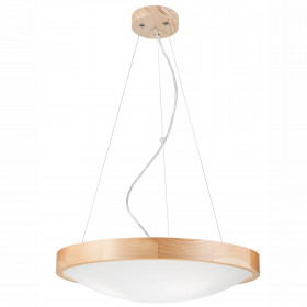 LD.PD-8.3/Z ANELLO Z ceiling lamp with convex glass, 3-point wooden hanging LED