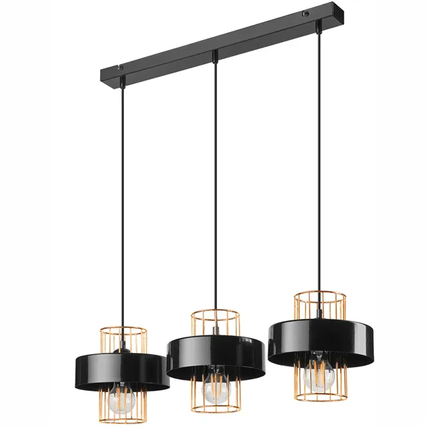 LM-3.199 JOY trīs lampu piekaramā lampa melna/zelta krāsā