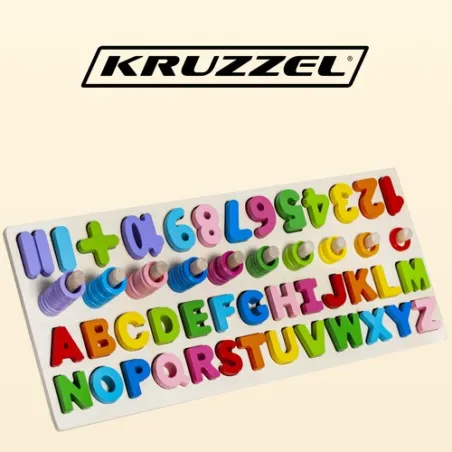 Puidust tähestiku ja numbrite pusle