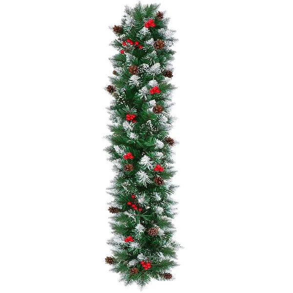 Jouluköynnös Springos CA1446 110 cm keinotekoinen seppele kävyillä ja pihlajanmarjoilla, vihreä