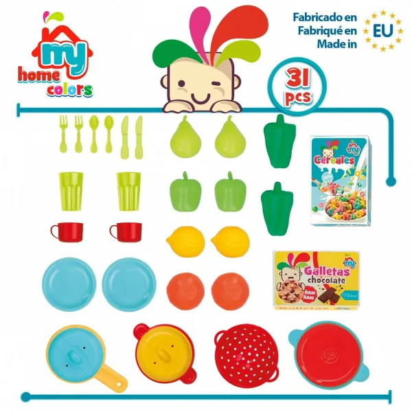Leluruokasetti Colorbaby Keittiötarvikkeet ja -välineet 31 Kappaletta (6 osaa)