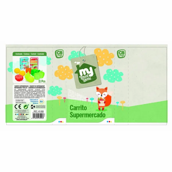 Shopping cart Colorbaby My Home Toy 12 Pieces 15 x 10 x 6 cm 8 Units