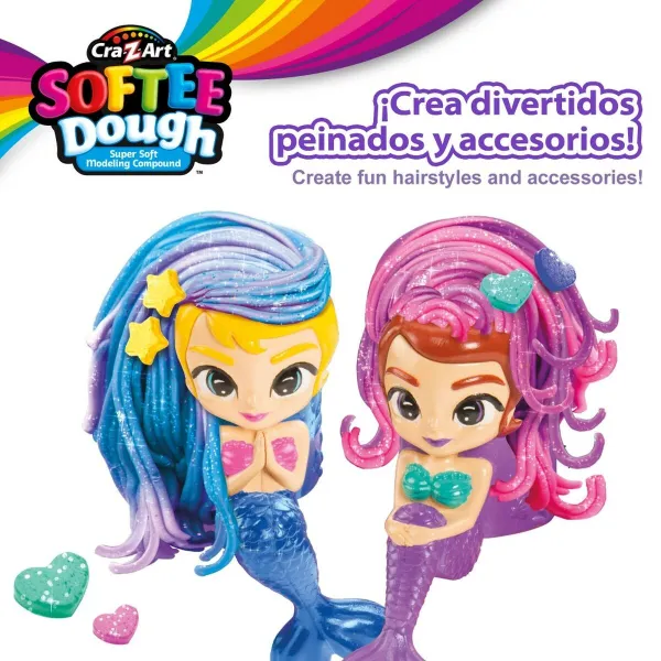 Žaidimas iš plastilino Cra-Z-Art Softee Dough Plaukai sirenas (4 vnt.)