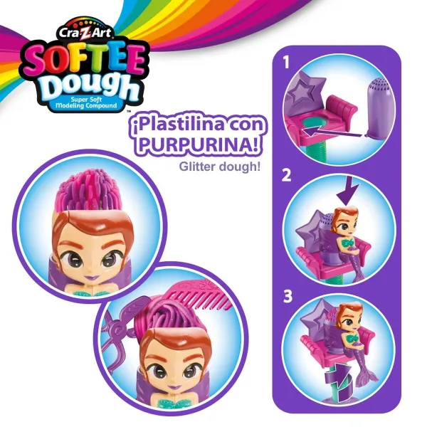 Muovailuvahapeli Cra-Z-Art Softee Dough Hiukset sirenas (4 osaa)