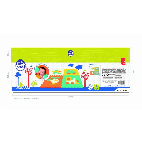 Kilimas Puzlė Colorbaby 4 Dalys Transporto priemonių 118 x 118 cm EVA (2 vnt.)