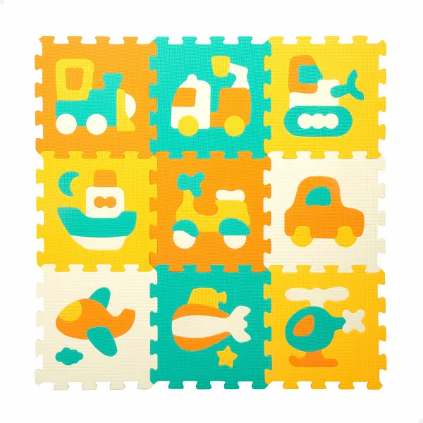 Puzles Paklājiņš Colorbaby Daudzkrāsains Plastmasa EVA 90 x 90 cm Automašīnu 9 Daudzums (4 gb.)