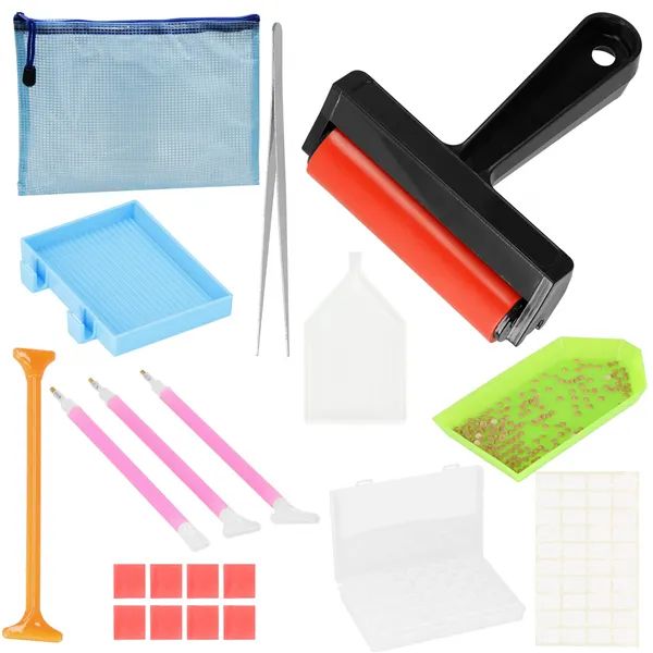 Deimantinės siuvinėjimo priemonės Springos DP0034, 22 dalių deimantinės tapybos rinkinys