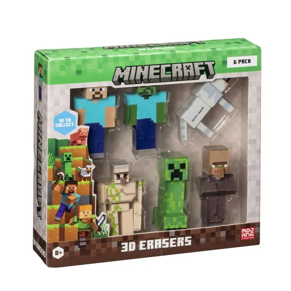 3D eraser set Minecraft MC4060A 6 Pieces