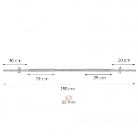 Fitnessi kaalukangi Springos FA1048 150 cm 25mm