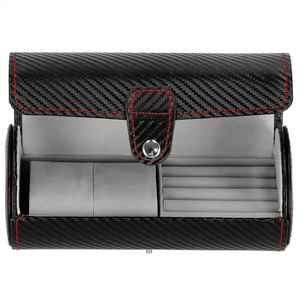 Pulksteņu kaste Springos HA1064, melns karbonšķiedra, organizators ar 2 nodalījumiem